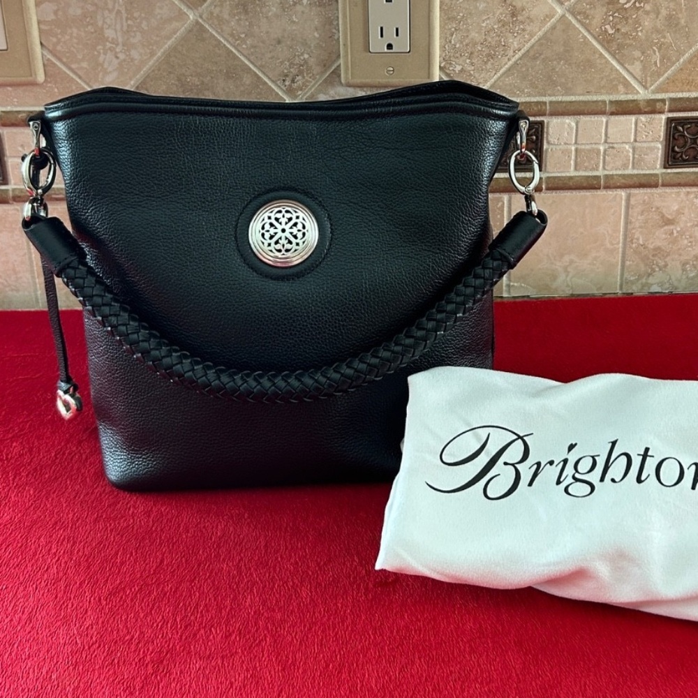 Brighton Ferrara Mixology Bumble Large Black Leather Shoulder Bag $460 NWOT